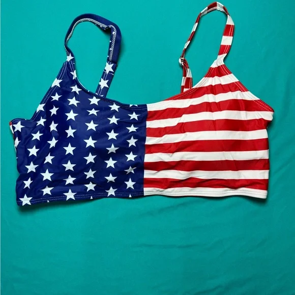 Zando High Waisted Bikini Set Size XL USA Flag Patriotic Two Piece NWOT - Picture 3 of 9